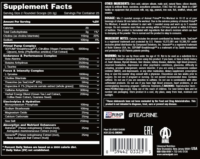 Animal Primal PreworkOut | Celovita formula pred delom - 507 gramov