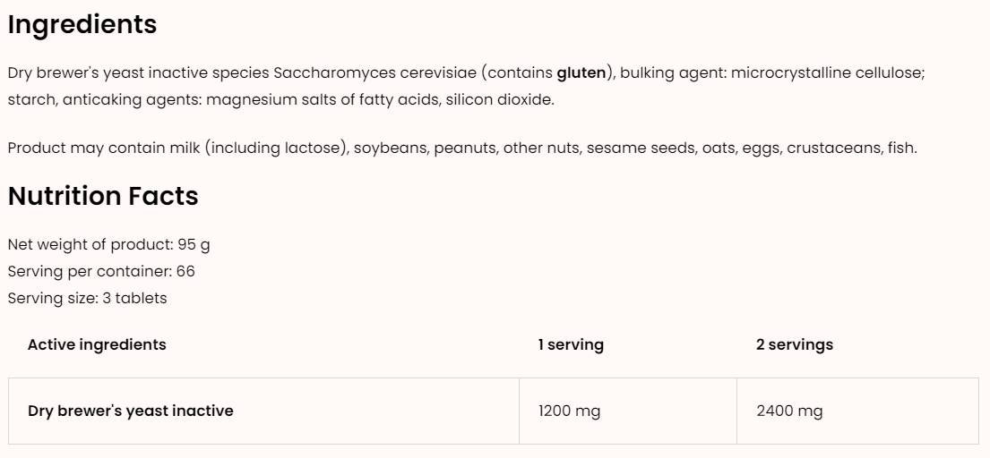 Brewer's Yeast 400 mg 200 Таблетки - Feel You