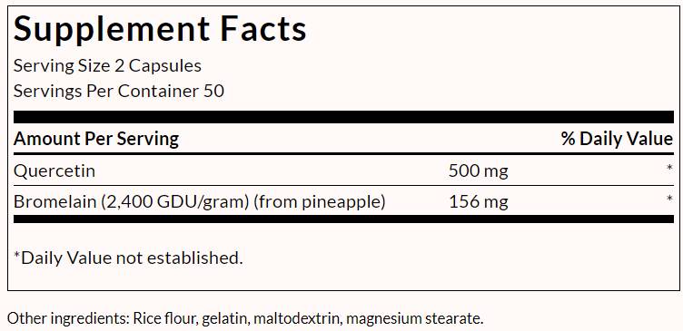Quercetin & Bromelain - Napredna formula - 100 kapsul