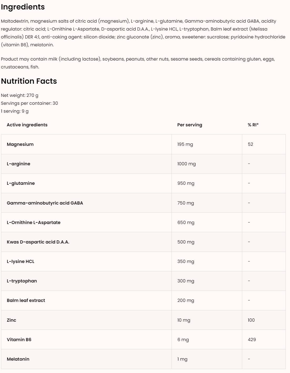 Naj spi | Popolna formula spanja 270 gramov