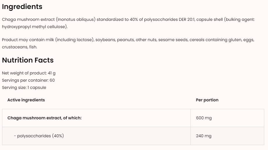 Chaga 600mg | Vege 60 kapsul