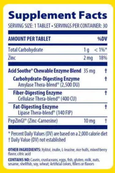 Kislinsko pomirjeno žvečilno - 60 žvečilnih tablet