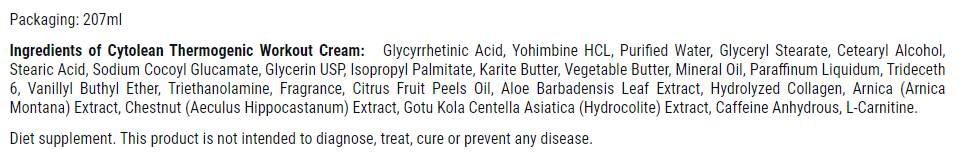 Citolejska termogena krema za vadbo - 207 ml