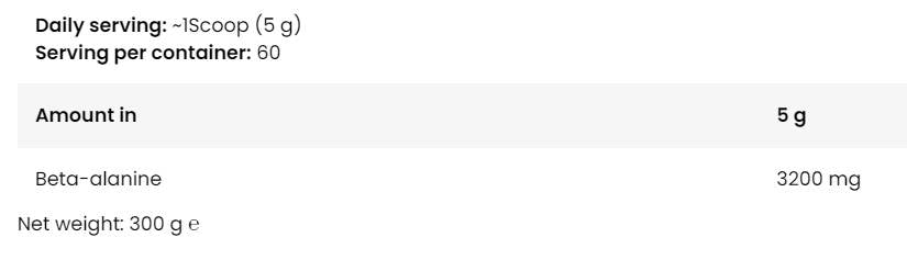 Levrlegendarni beta -alaninski prah - 300 gramov