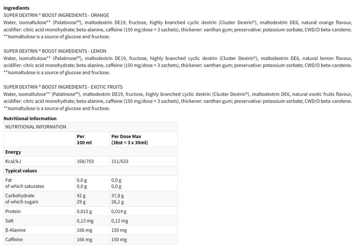 Super dexstrin Boost - 20 x 30 ml