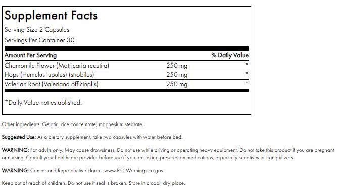 Valerian s polnim spektrom, kamilica in hmelj 60 kapsul