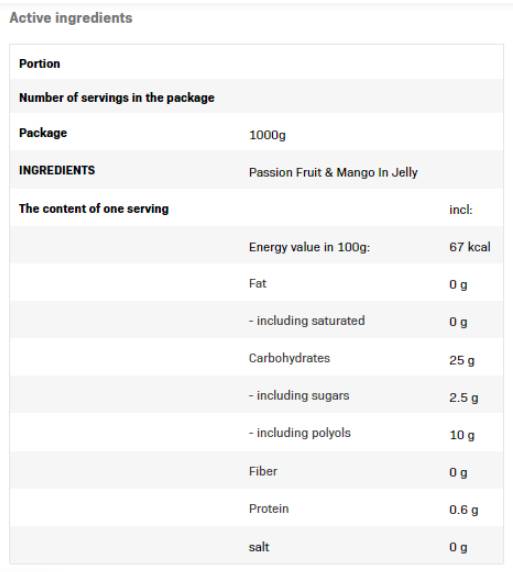 Frulove v želeju | Passic Fruit & Mango - 1000 gramov