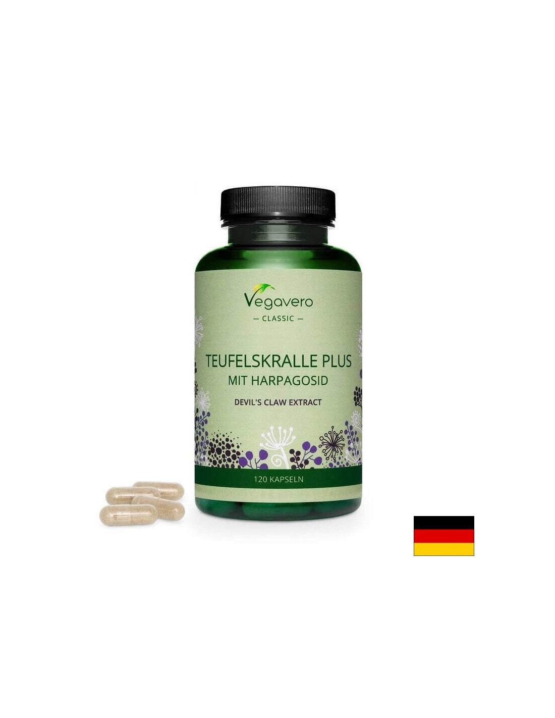 Teufelskralle Plus Mit Harpagosid/ Zeliščna formula s hudičevim krempljem, belo vrbo in ingverjem, 120 kapsul, 100% veganska <tc>Vegavero</tc>