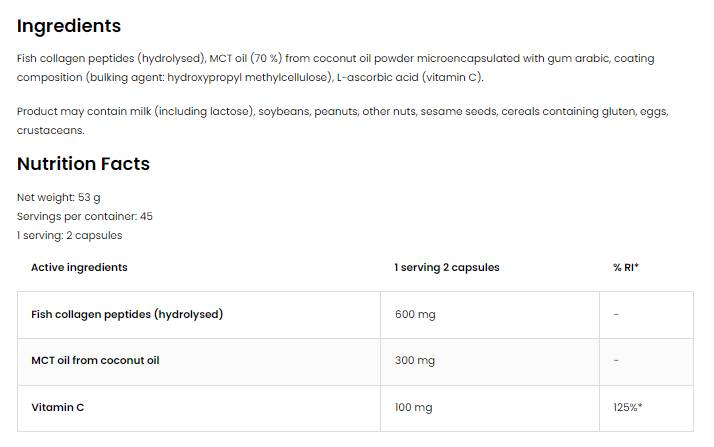 Kokosov oreh in kolagen | Morski kolagen z MCT - 90 kapsul