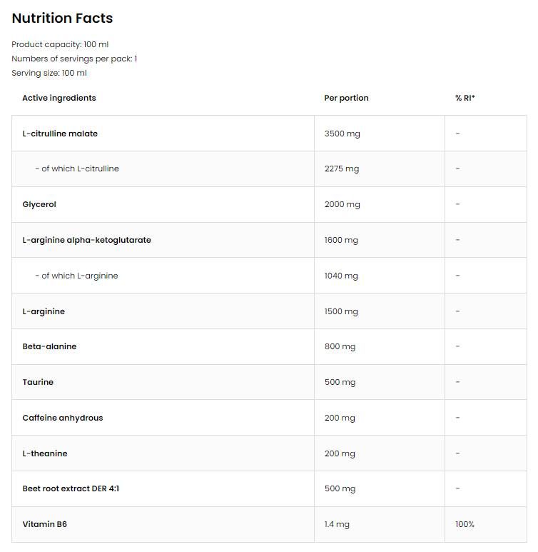 Pump Nitro Shot | Pred vadbo - 100 ml