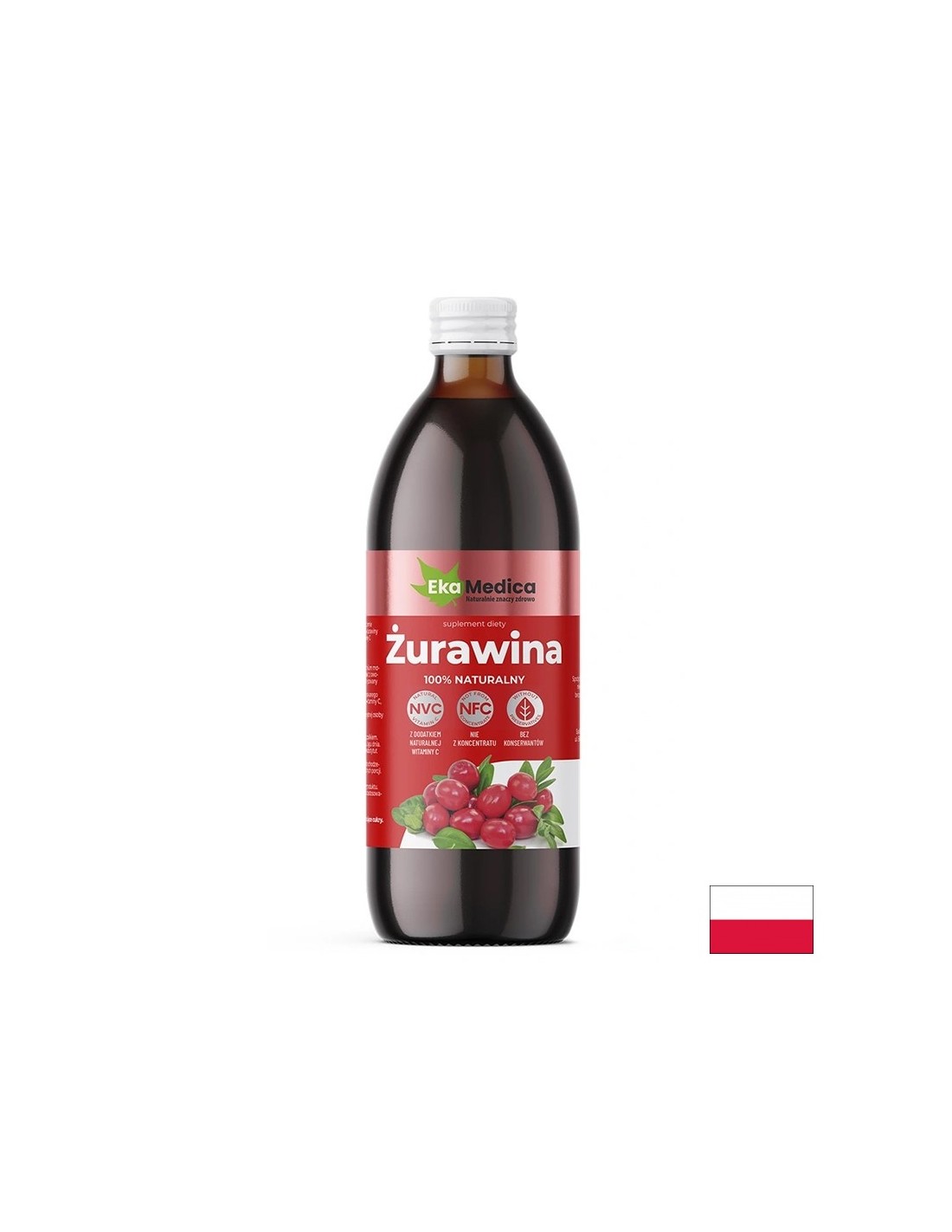 Brusnični sok s Camu-Camu in Natural VIT. C - Zdravje in imunost v urinu, 500 ml, 10 ali 20 odmerkov