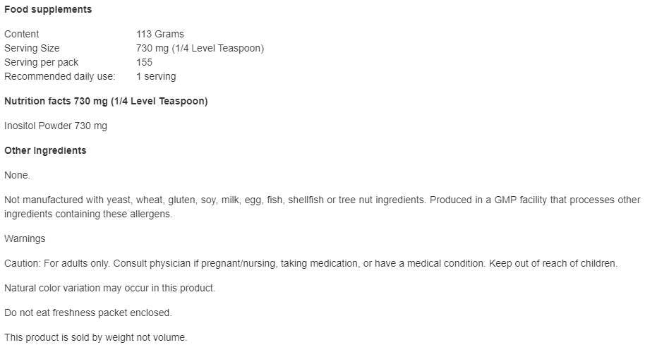Inositol v prahu - 113 gramov