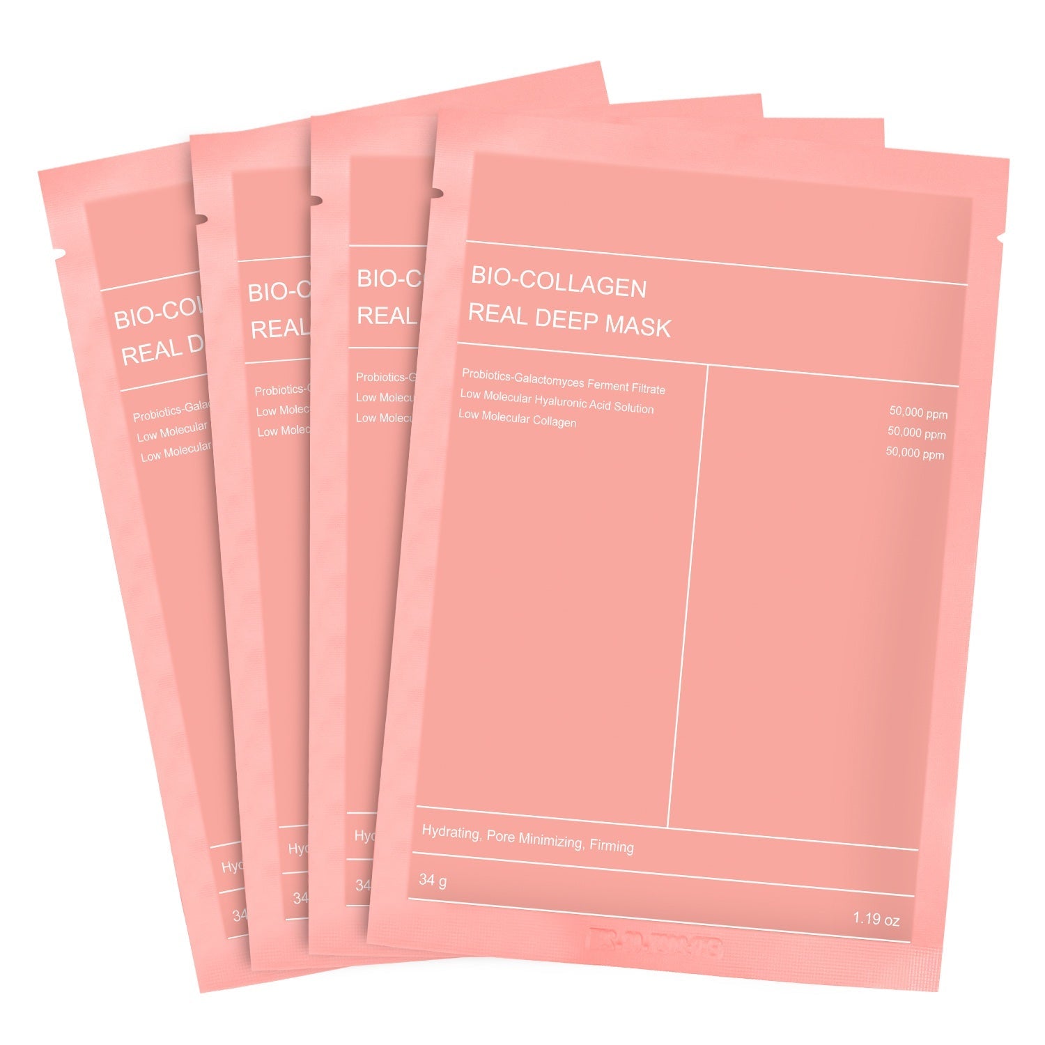 Korejska maska za obraz z biokolagenom, hialuronsko kislino, ceramidi in peptidi-1 škatlo (4 kosov)