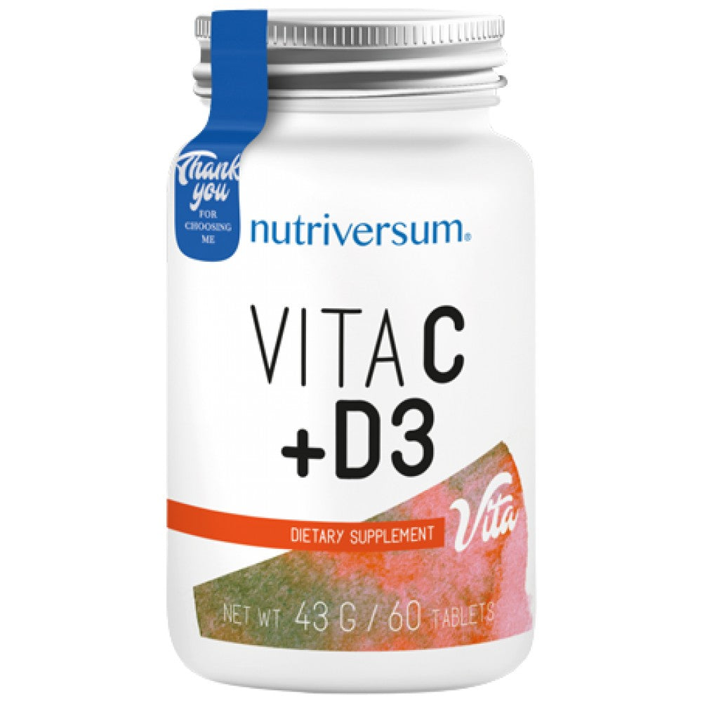 Vita C + D3 | Vitamin C 500 mg + vitamin D 1000 iu 60 tablete
