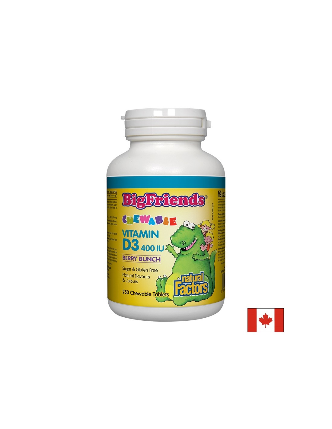 Bigfriends Vitamin D3 za otroke 400 iu - 250 žvečilnih tablet