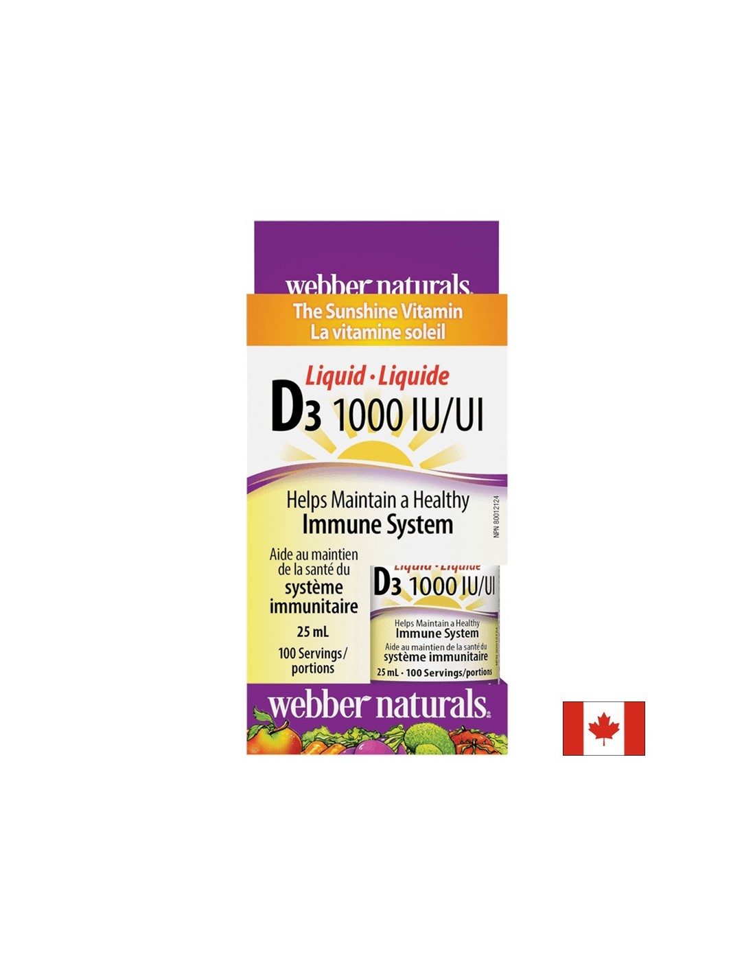 Vitamin D3 /tekočina/ 1000 IE x 25 ml, 100 odmerkov <tc>Webber Naturals</tc>