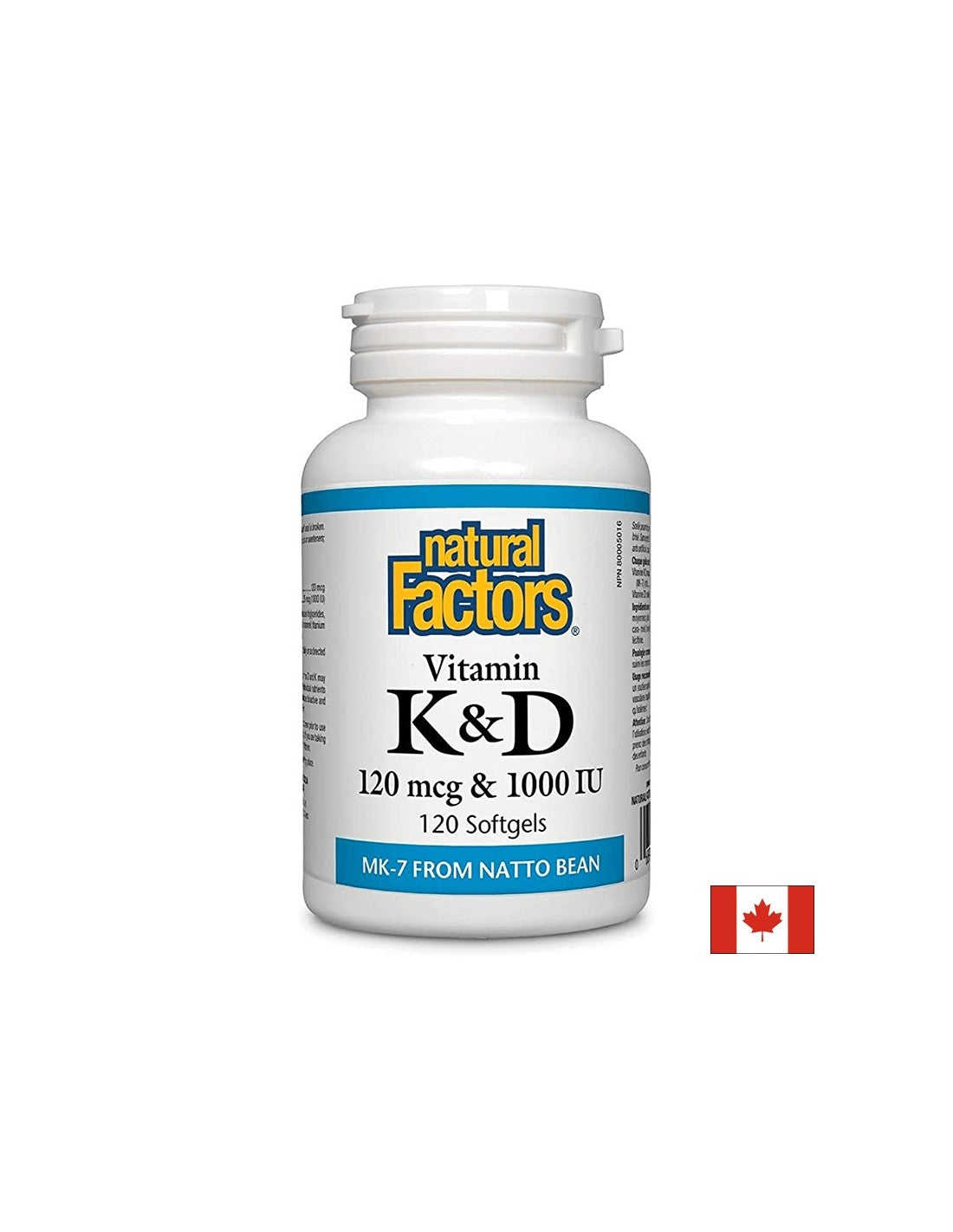 Vitamin K2 120 mcg | D3 1000 IU - 120 Gel capsules - Nutra Best Europe