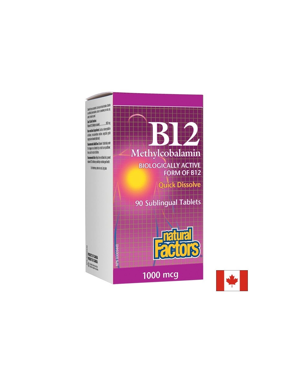 B12 Metilkobalamin/ Vitamin B12 (metilkobalamin) 1000 µg, 90 podjezičnih tablet <tc>Natural Factors</tc>