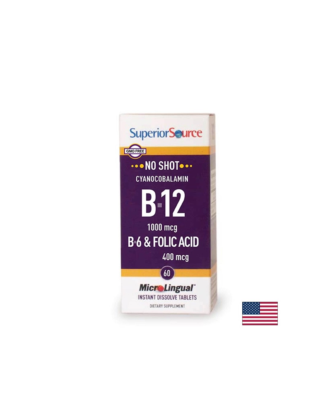 Vitamin B12, B6 + folna kislina, 60 podjezičnih tablet <tc>Superior Source</tc>