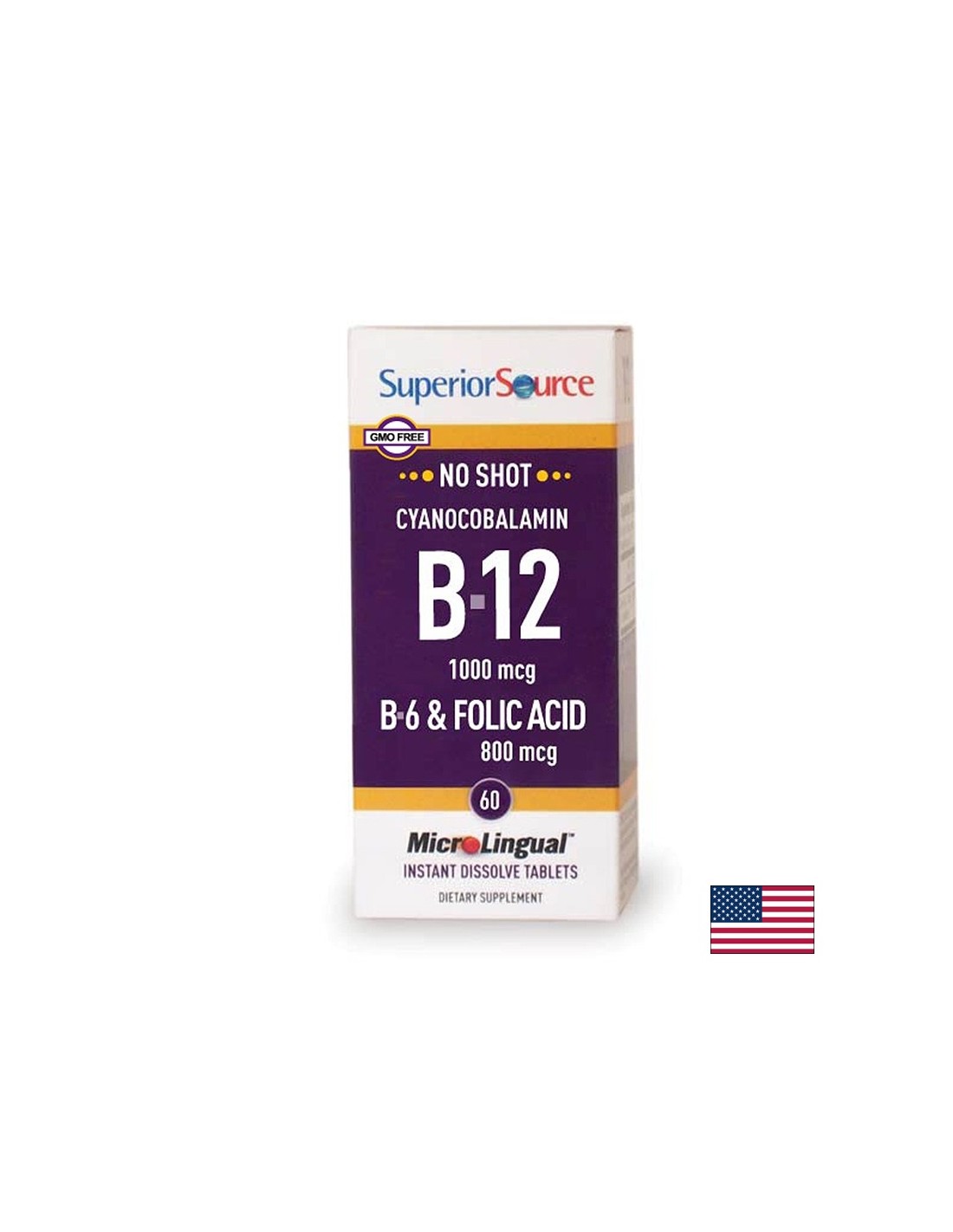 Vitamin B12, B6 + Folna kislina - hormonsko in presnovno ravnovesje, 60 podjezičnih tablet <tc>Superior Source</tc>