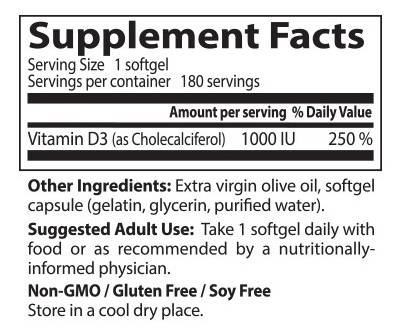 Najboljši vitamin D3 1000 iu - 180 gel kapsul