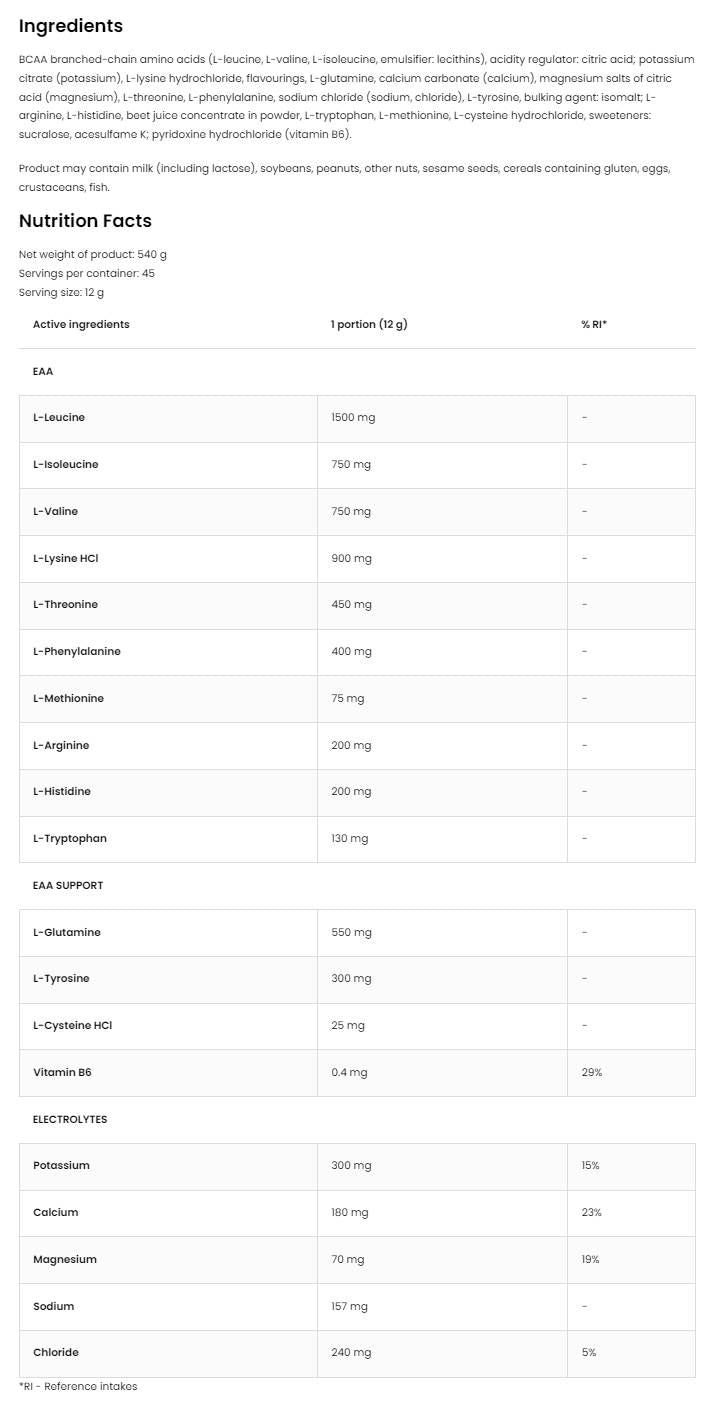 Eaadvanced | Z glutaminom in elektroliti - 540 gramov