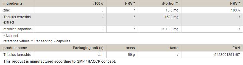 Tribulus 840 mg - 60 kapsul