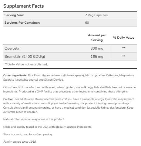 Kvercetin z bromelainom - 60 kapsul