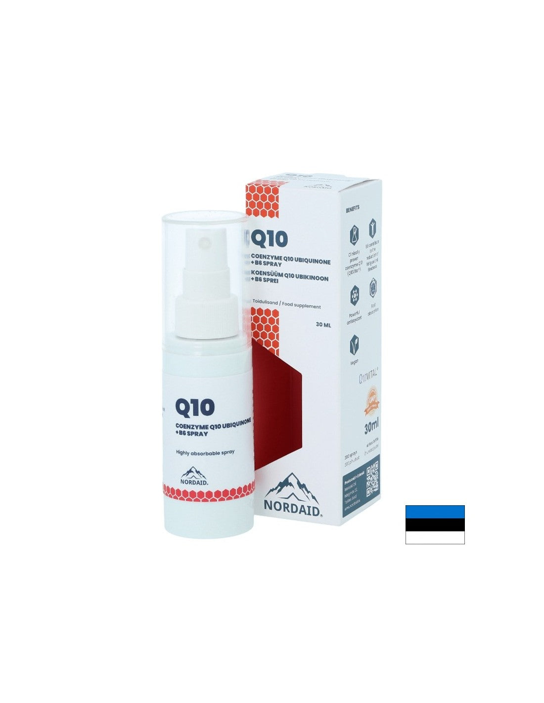 Koencim Q10 in vitamin B6 - srce in nevrološko zdravje, razpršilo za ust, 30 ml, 200 razpršilcev