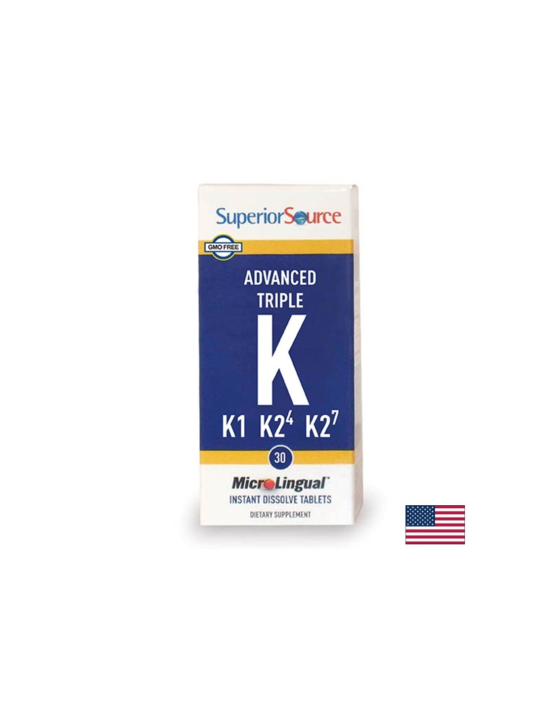 Vitamin K (K1, K2 MK-4, MK-7) - napredni trojni K, 30 podjezičnih tablet <tc>Superior Source</tc>