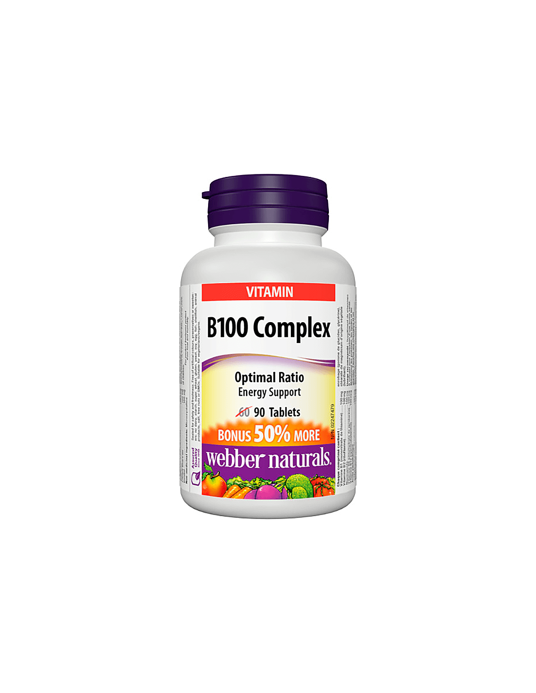 Zdravje srca in ožilja, energija, možganska aktivnost - kompleks vitamina B100, 90 tablet