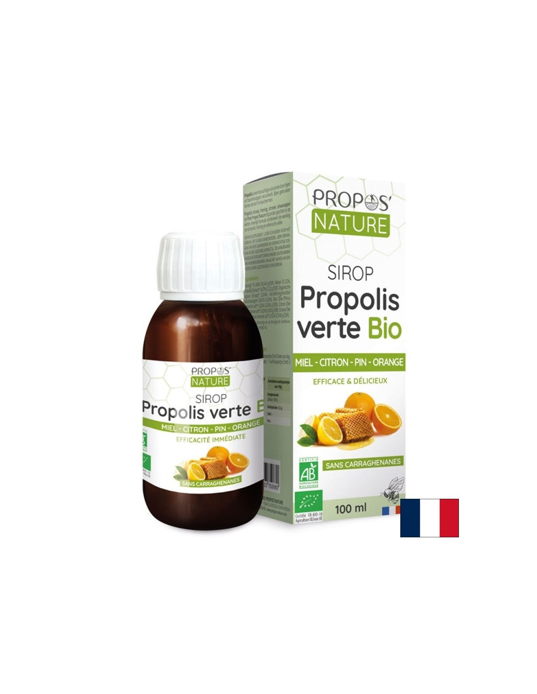 Sirup z ekstraktom propolisa, medom in eteričnimi olji pomorskega bora, limone in pomaranče, 100 ml