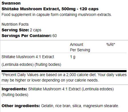 Ekstrakt gob Shiitake 500 mg 120 kapsul