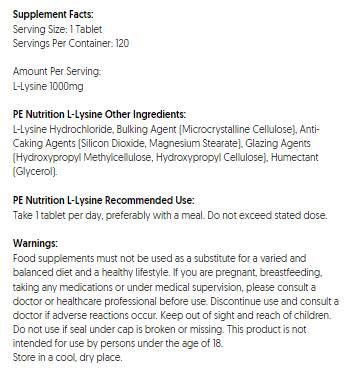 PE prehrana | L -lizin 1000 mg - 120 tablet