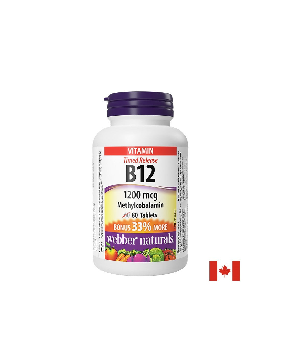 Živčni sistem in energija - Vitamin B12 (metilkobalamin), 1200 µg x 80 e<tc>XTEND</tc>tablete ed-release