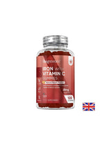 Anemija - železo + vitamin C gumi, 120 želejev tablete, okus breskve