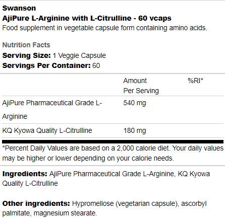 Ajipure l-arginin z l-citrulinskimi 60 kapsulami