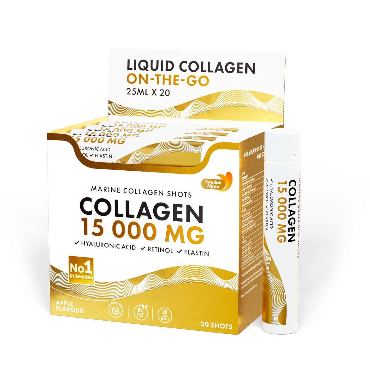Ribji kolagen 15.000 mg z retinolom, elastinom in hialuronsko kislino - 20 x 25 ml