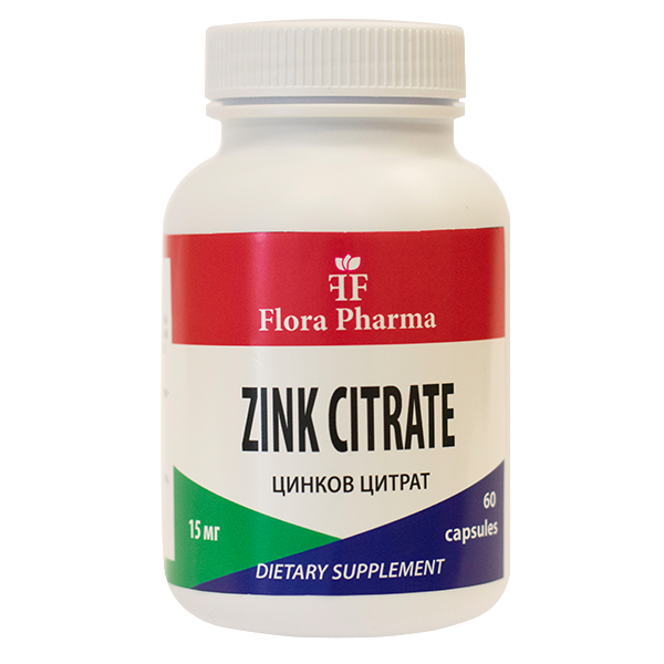 Cink citrat 15 mg / 60 kapsul, 60 odmerkov / Flora Pharma