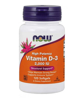 NOW Vitamin D3 / 2000 IU / 120 gel capsules - Nutra Best Europe