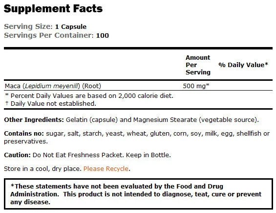 Maca 500 mg - 100 kapsul