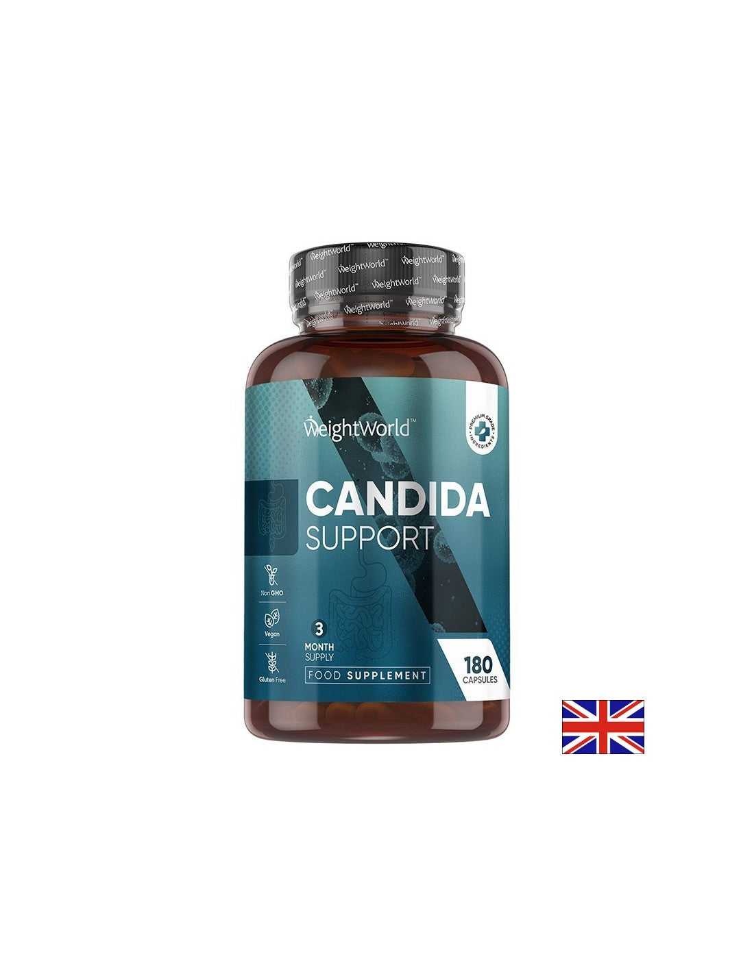 Anti -Candida - zaščita pred glivičnimi okužbami - formula z zelišči in probiotiki, 180 kapsul za 3 mesece vnosa