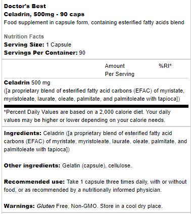 Najboljši celadrin 500 mg - 90 kapsul