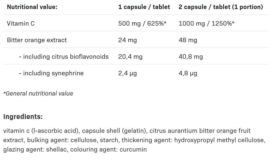 Vitamin C 1000 trajno sproščanje | z grenko oranžno - 120 kapsul