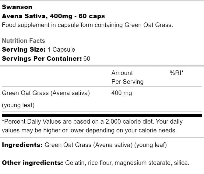 Avena sativa 400 mg 60 kapsul