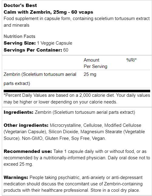 Najboljše umirjeno z zembrinom 25 mg - 60 kapsul