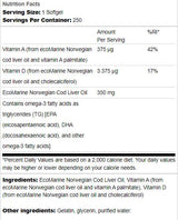 Norveško jetrno olje jetrne olje 350 mg 250 gel kapsul