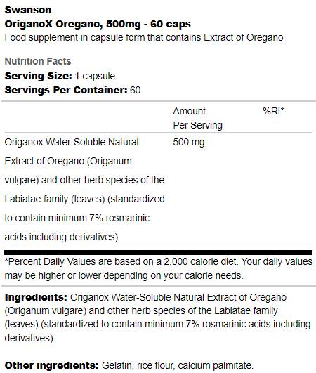 Origanox origano 500 mg 60 kapsul