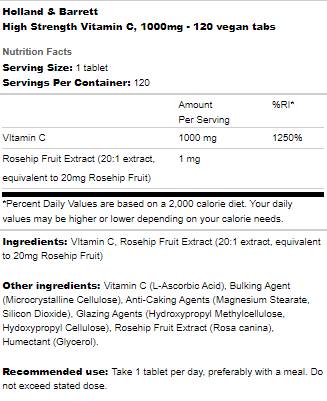 Visoka trdnost Vitamin C 1000 mg - 120 tablet