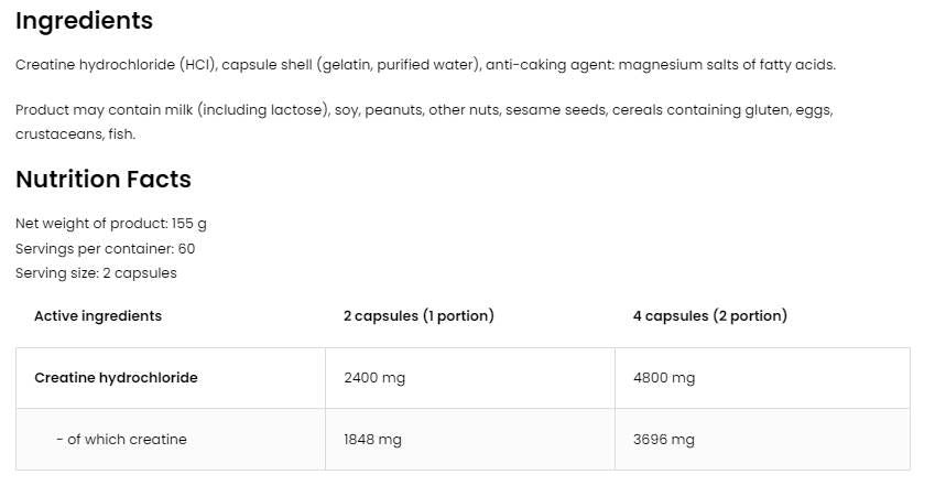 Kreatin HCl 2400 / kreatin hidroklorid - 120 kapsul